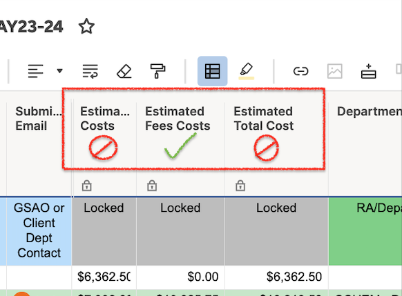 Image of Smartsheet columns referenced below