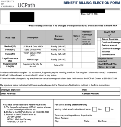 Screenshot of Benefit Election Form